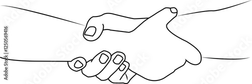 Drawing of two hands grasping each other from the wrist. Cooperation, support