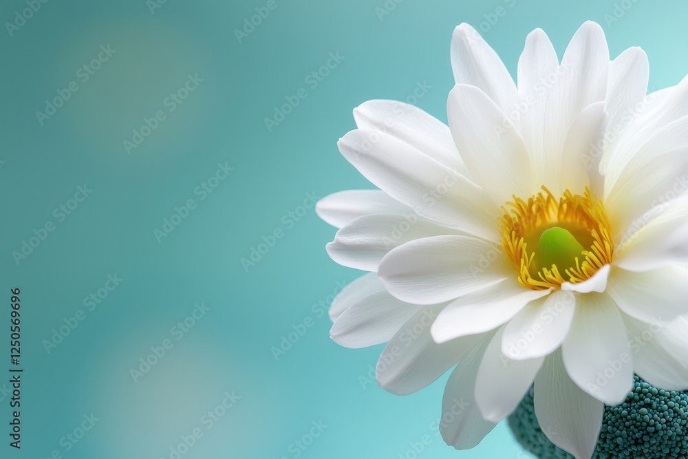 Calm serenity white water lily blooming in tranquil blue waters nature photography close-up view Calm serenity white water lily blooming in tranquil blue waters nature photography close-up view
