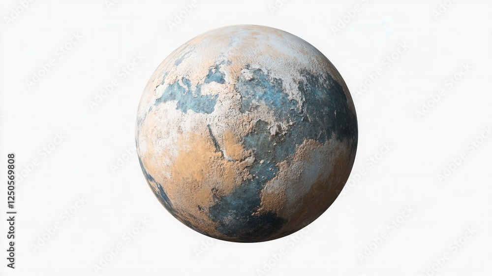 Simulated Planet Model, intricately designed textures, atmospheric effects, showcased on a clean white backdrop, PNG format, transparent background