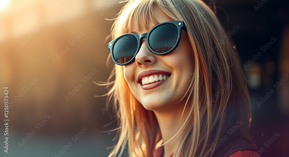 portrait of woman with sun glasses smiling ai portrait of woman with sun glasses smiling ai