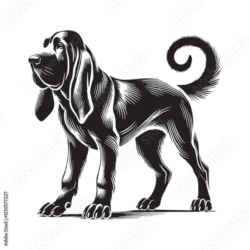 Striking Bloodhound silhouette with a beautifully defined shape - Bloodhound illustration - minimal Bloodhound vector - dog silhouette
