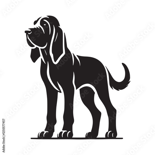 Bloodhound silhouette presenting a confident and stylish stance - Bloodhound illustration - minimal Bloodhound vector - dog silhouette

