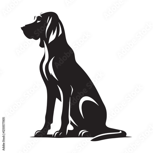 Bloodhound silhouette highlighting the breed’s unique physique - Bloodhound illustration - minimal Bloodhound vector - dog silhouette
