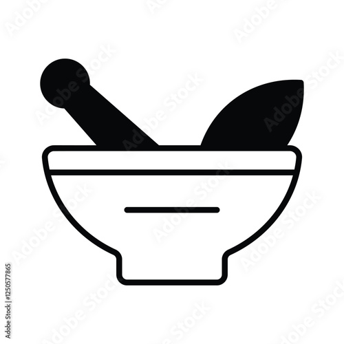 Mortar and pestle with herbs concept of herbal medicine vector
