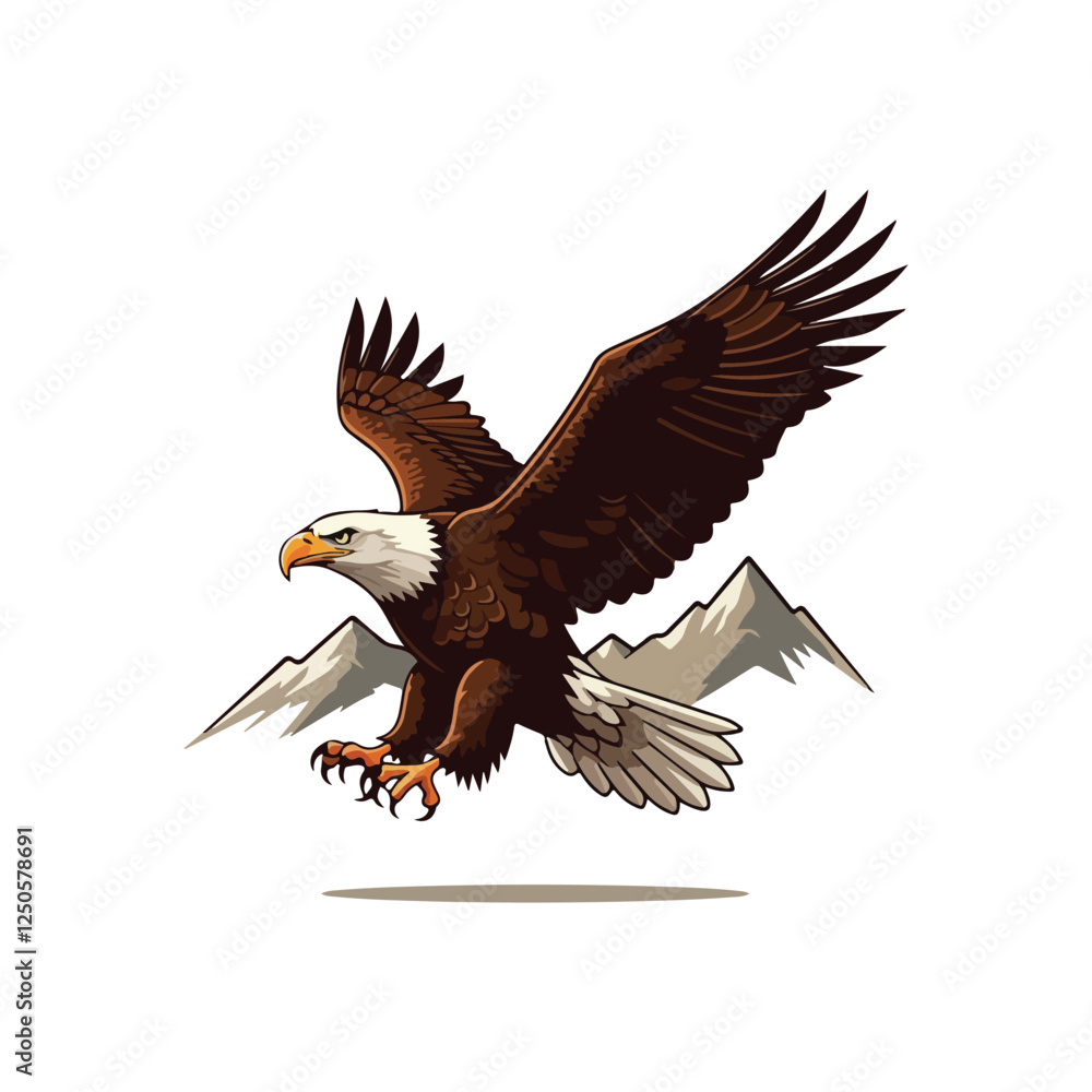 Fototapeta premium Cute Eagle Bird Cartoon Vector Icon Illustration. Animal Nature Icon Concept Isolated Premium Vector