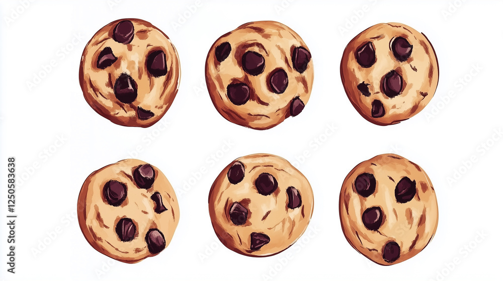 Chocolate chip cookies isolated on white background Chocolate chip cookies isolated on white background