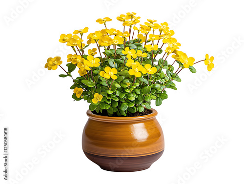 Vibrant yellow flowering pot indoor garden decorative plant home environment close-up view photo