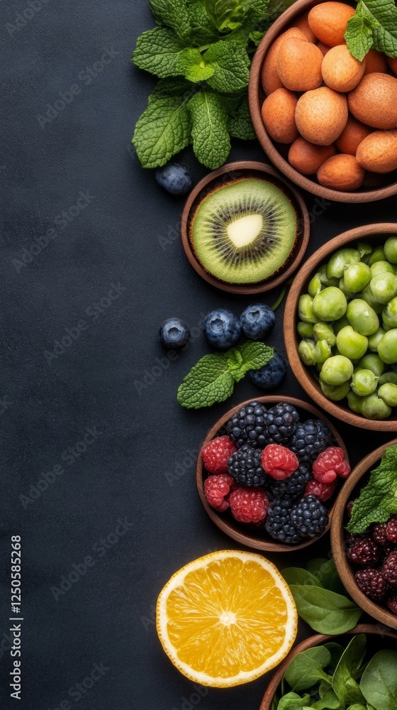 Rustic Plant-Based Abundance Colorful Fruit and Veggies on Textured Wood - Healthy Eating Visuals for Wellness Marketing and Eco-Friendly Dining Promotion Rustic Plant-Based Abundance Colorful Fruit and Veggies on Textured Wood - Healthy Eating Visuals for Wellness Marketing and Eco-Friendly Dining Promotion