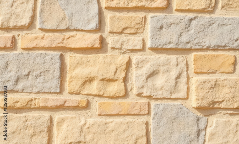 Textured stone wall in warm tones Textured stone wall in warm tones
