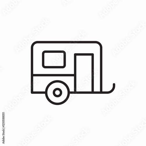 Travel camping trailer icon vector sign