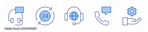 support, customer support, hours support, gear. Support Icon vector illustration. Line Duotone style. Editable stroke