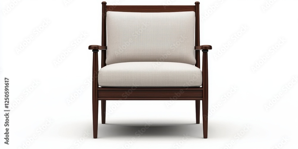 Dark Wooden Armchair with Patterned Fabric Dark Wooden Armchair with Patterned Fabric