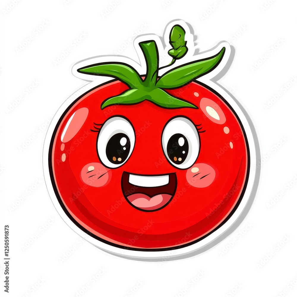 Obraz premium Cheerful Cartoon Tomato Character with Bright Red Color and Smile