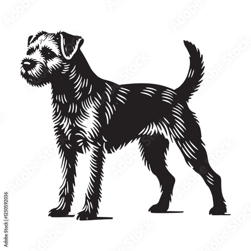 Simplistic Border Terrier silhouette for versatile design - Border Terrier illustration - minimal Border Terrier vector - dog silhouette
