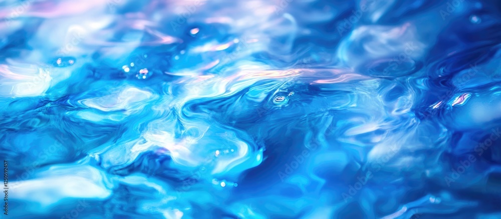 Colorful oil droplets floating on a shimmering blue water surface creating mesmerizing abstract patterns and textures. Colorful oil droplets floating on a shimmering blue water surface creating mesmerizing abstract patterns and textures.