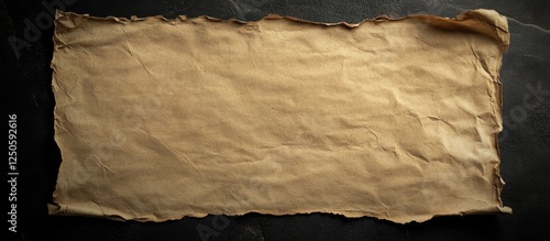 Textured vintage parchment paper on dark background for creative design or historical document representation. photo