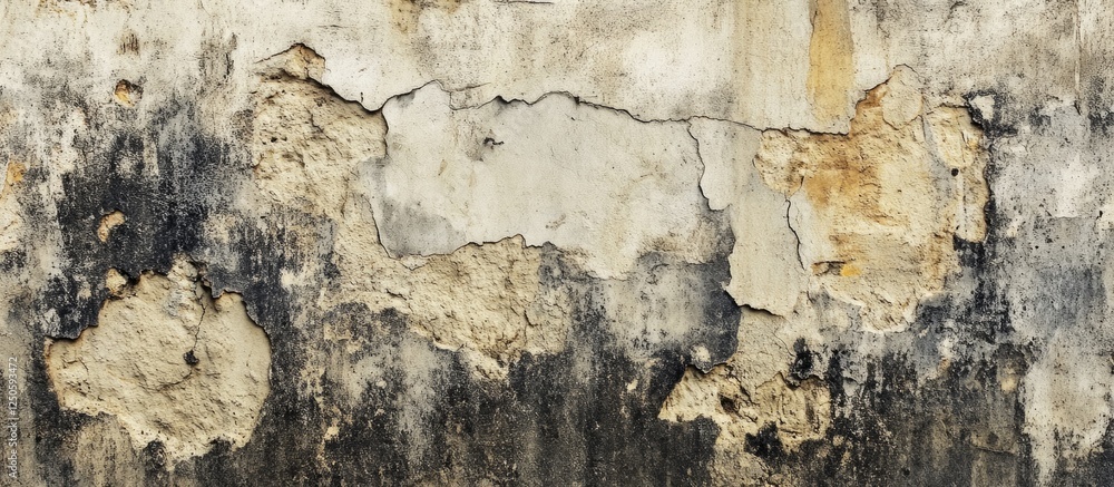 Obraz premium Weathered black grunge texture on wall with cracks and peeling paint creating a vintage distressed look for backgrounds and design projects