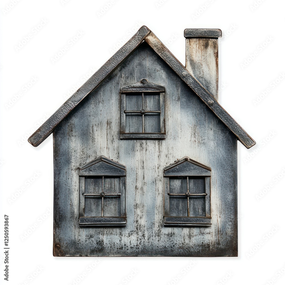 House icon made of metal on white background House icon made of metal on white background