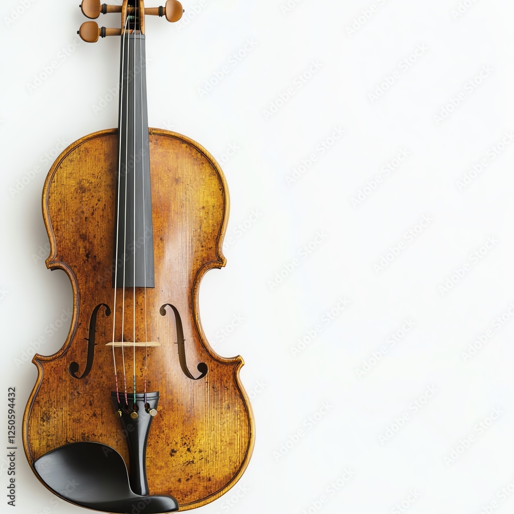 An elegant wooden violin displayed against a minimalistic background. An elegant wooden violin displayed against a minimalistic background.
