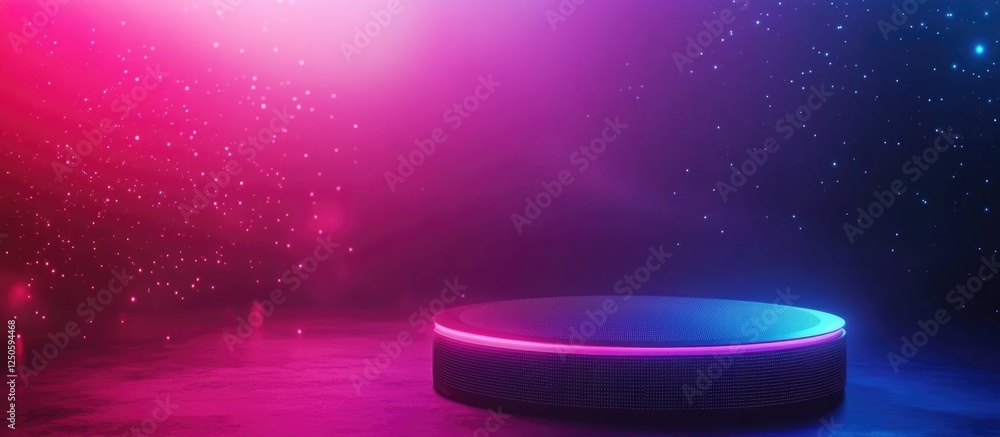 Obraz premium Futuristic Neon Fiber Optic Background with Vibrant Colors and Empty Space Ideal for Technology or Digital Content Promotion