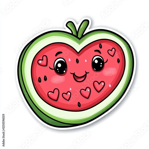Wallpaper Mural Cute Cartoon Watermelon Character with Hearts and Smiling Face Torontodigital.ca