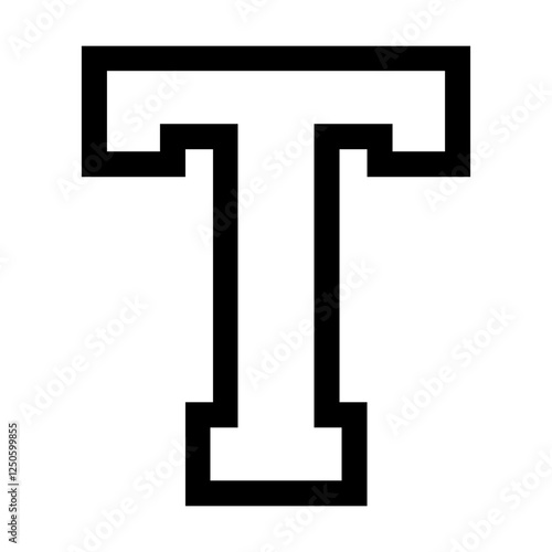 Initial letter T in college varsity font svg cut file. Isolated vector illustration.