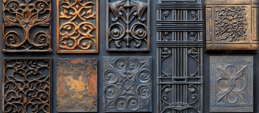 Decorative forged metal elements showcasing a blend of old and modern designs for fences, gates, and window gratings.