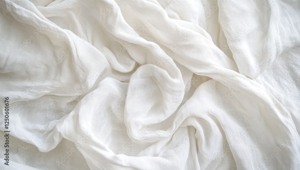 Obraz premium White fabric draped, folds, texture, interior