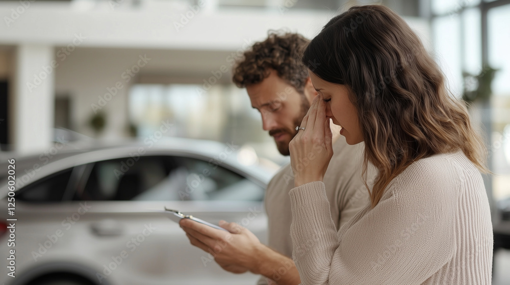 Fototapeta premium Couple Applying for Car Loan at Dealership