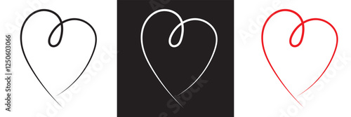 Hearts icon in hand drawn style. Love doodle sign business concept. isolated on white and black background. vector illustration. EPS 10