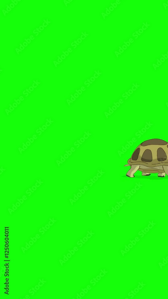Led Screen Animation Turtle Turtle on Green Screen Background. 2D animation 4K Vertical video vídeo ...