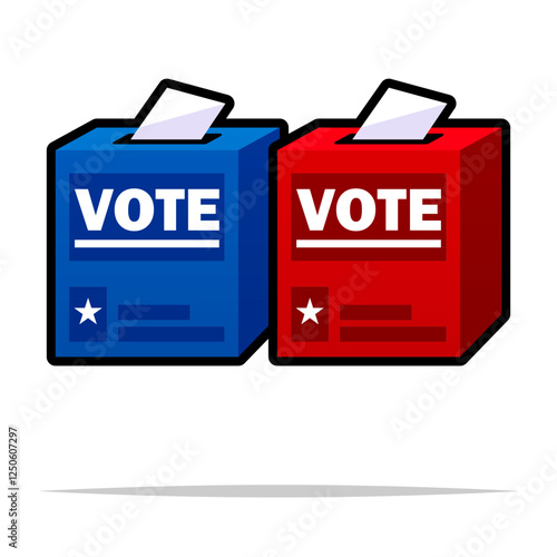 Blue and red ballot boxes vector isolated illustration