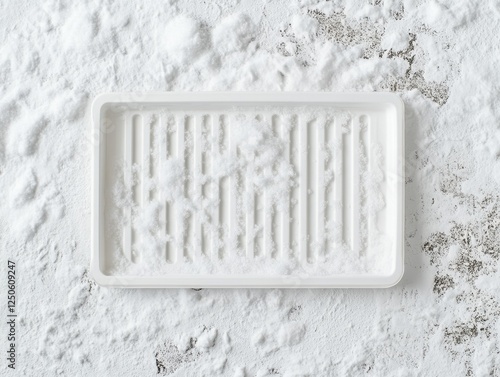 White tray on snowy surface photo