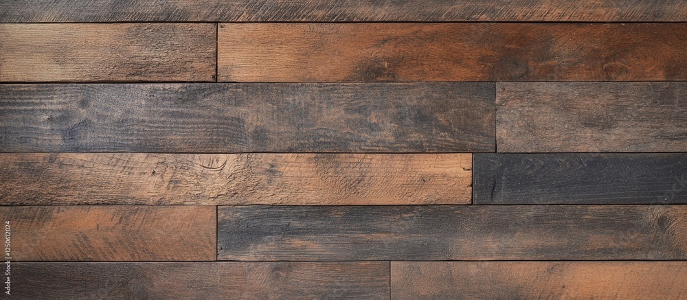 Naklejka premium Rustic wooden texture background showcasing various shades and grains for design and interior decor applications.