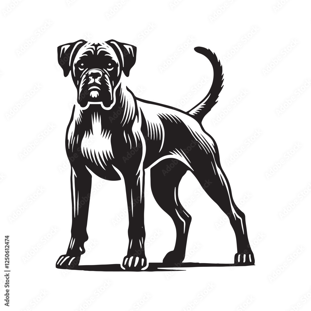Obraz premium Bold Boxer Dog silhouette with a professional and polished look - Boxer Dog illustration - minimal Boxer Dog vector