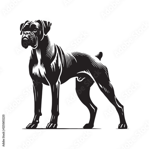 Iconic Boxer Dog silhouette featuring a well-defined shape - Boxer Dog illustration - minimal Boxer Dog vector