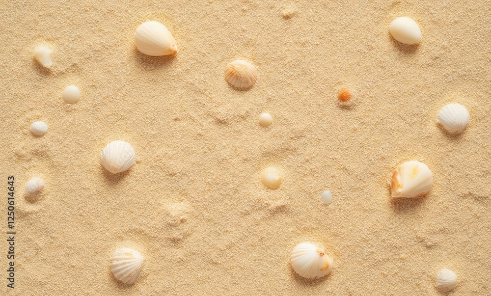 Seashells scattered on sandy beach Seashells scattered on sandy beach