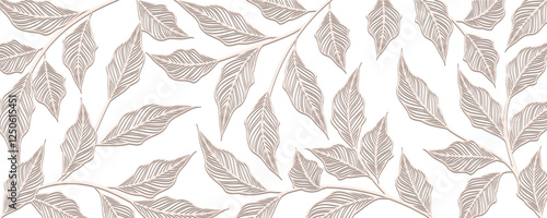 Elegant Subtle Nature Inspired Branch Illustration Wallpaper, Leaf pattern