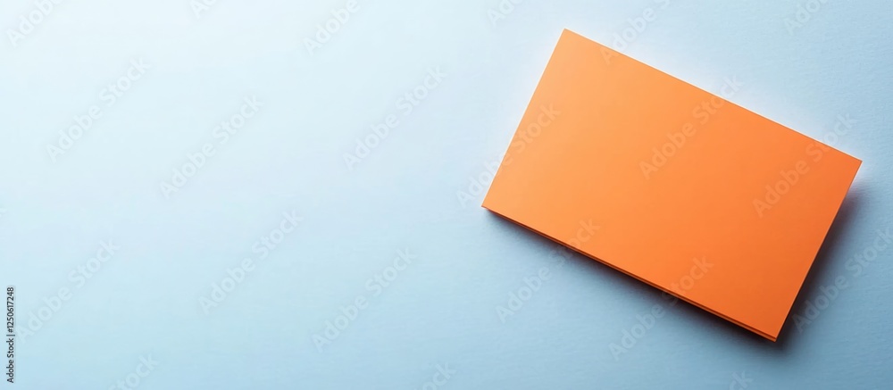Orange Business Card on Light Blue Background with Blank Space for Custom Text or Branding Orange Business Card on Light Blue Background with Blank Space for Custom Text or Branding