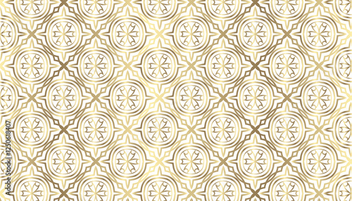 Luxurious Golden Floral Starburst Seamless Pattern Design
