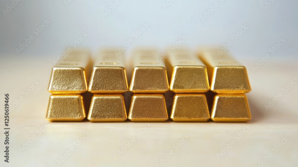 Stack of gleaming gold bars representing wealth and financial security Stack of gleaming gold bars representing wealth and financial security