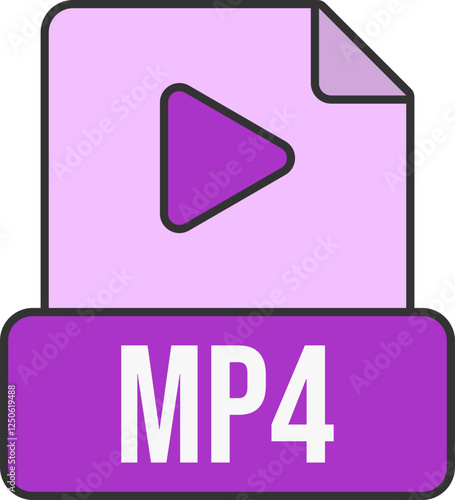 MP4 File Format Icon Lineal Color