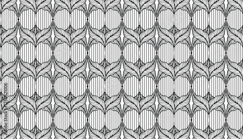 Seamless pattern with leaves. Black and white vector background