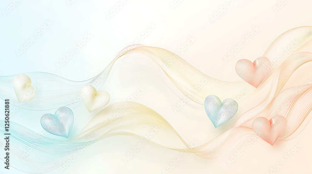 Pastel Hearts Flowing Across Gentle Waves Pastel Hearts Flowing Across Gentle Waves