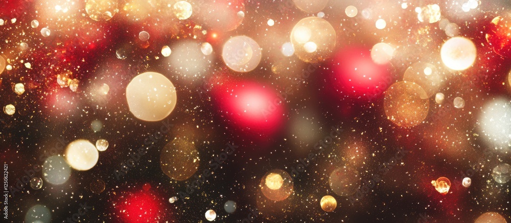 Glittering red and gold bokeh background for holiday celebrations with shimmering lights and a festive atmosphere. Glittering red and gold bokeh background for holiday celebrations with shimmering lights and a festive atmosphere.