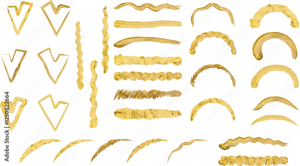 Set of golden brush elements for design. Vector Set of golden brush elements for design. Vector