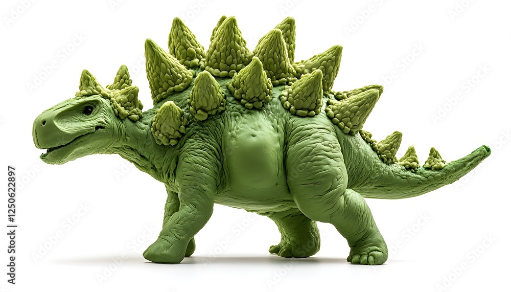 Fototapeta premium Green Clay Dinosaur Model with Spikes