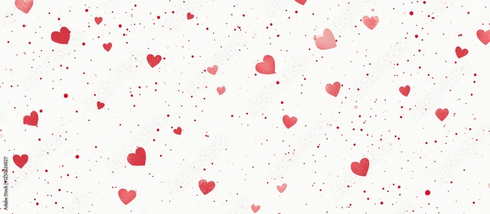 Red heart shapes scattered on a textured white background for a romantic or festive theme design. Red heart shapes scattered on a textured white background for a romantic or festive theme design.