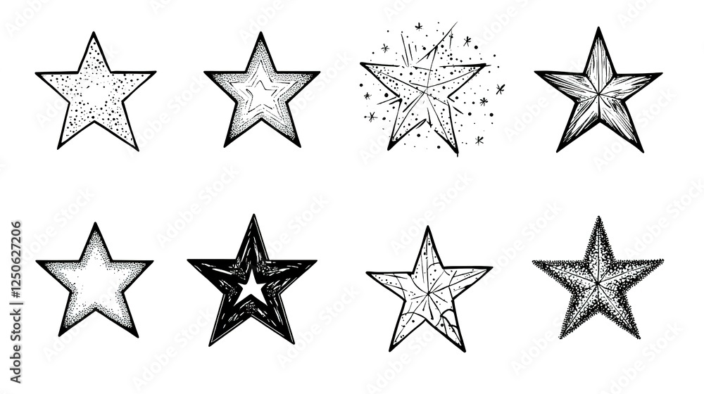 Star Line Icon, Sparkling Star Icon, Isolated White Background Star Line Icon, Sparkling Star Icon, Isolated White Background