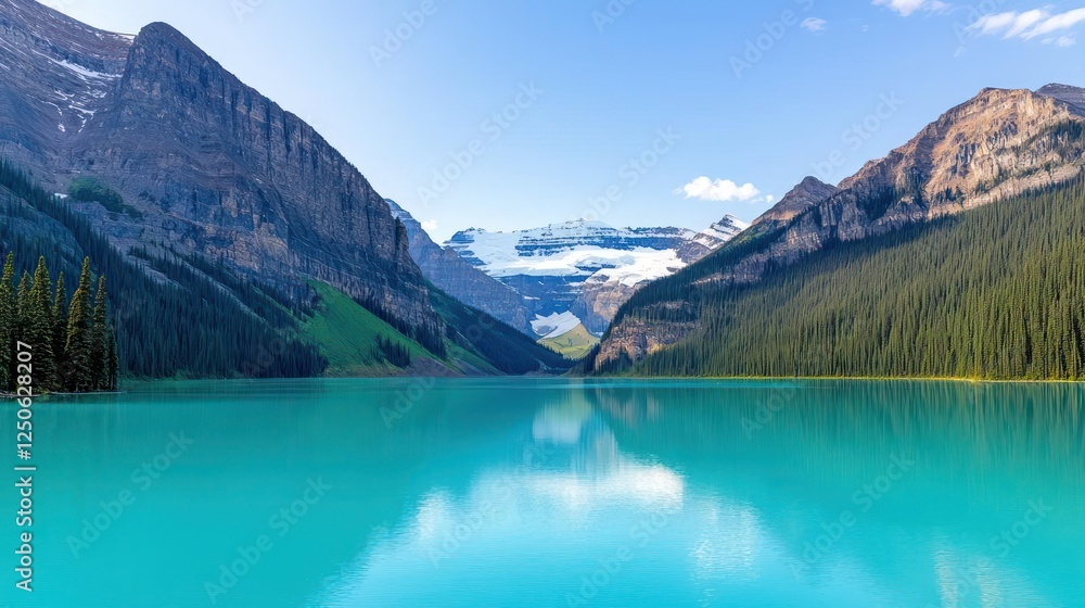 Turquoise Lake Surrounded By Majestic Mountains Turquoise Lake Surrounded By Majestic Mountains